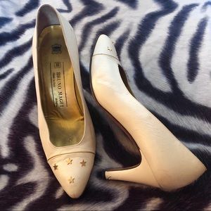 Bruno Magli White Heels with Star Accents